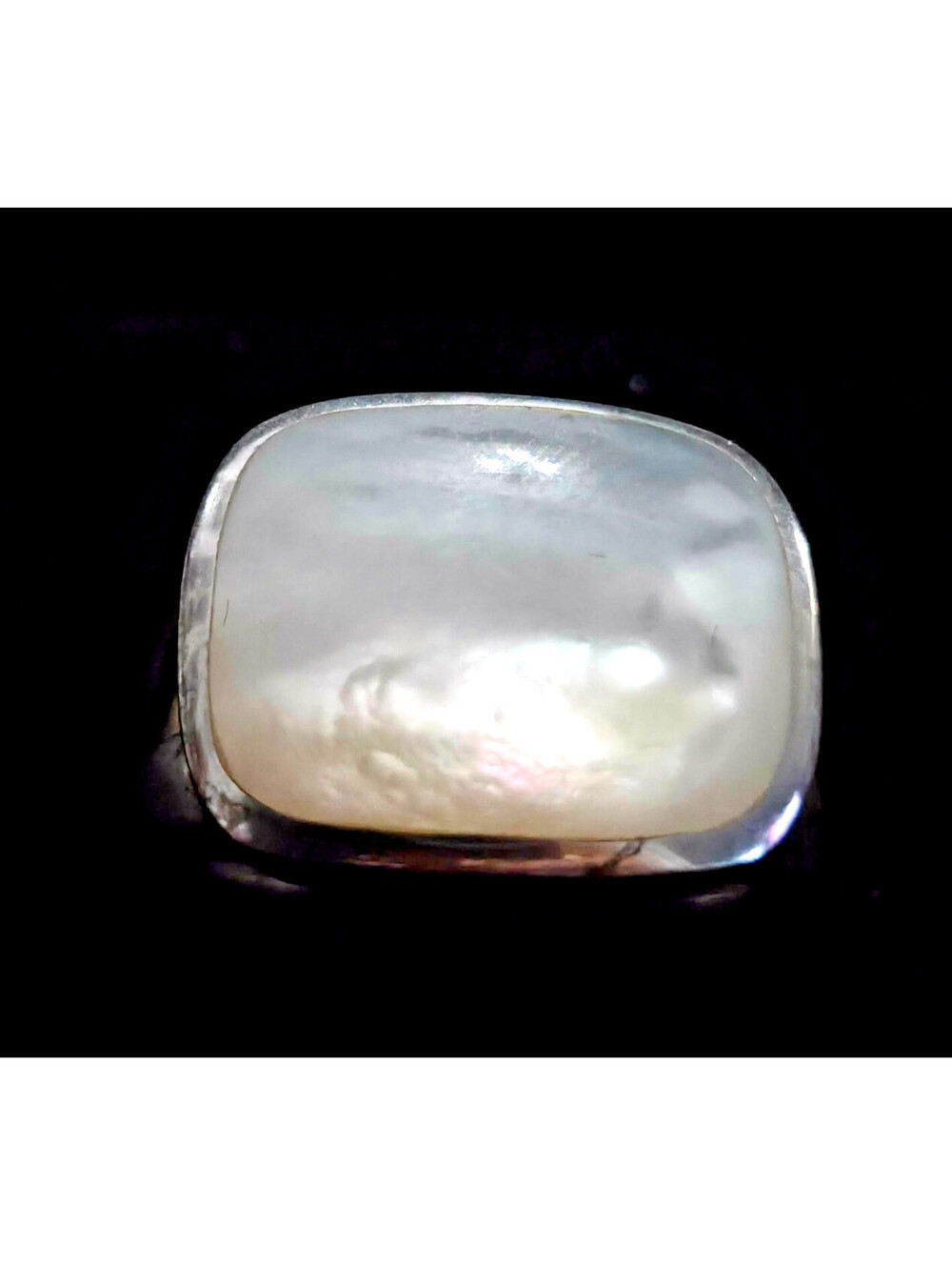 Athra ATI Sterling Silver Cushion Mother of Pearl Statement Ring 2005 Vintage 8